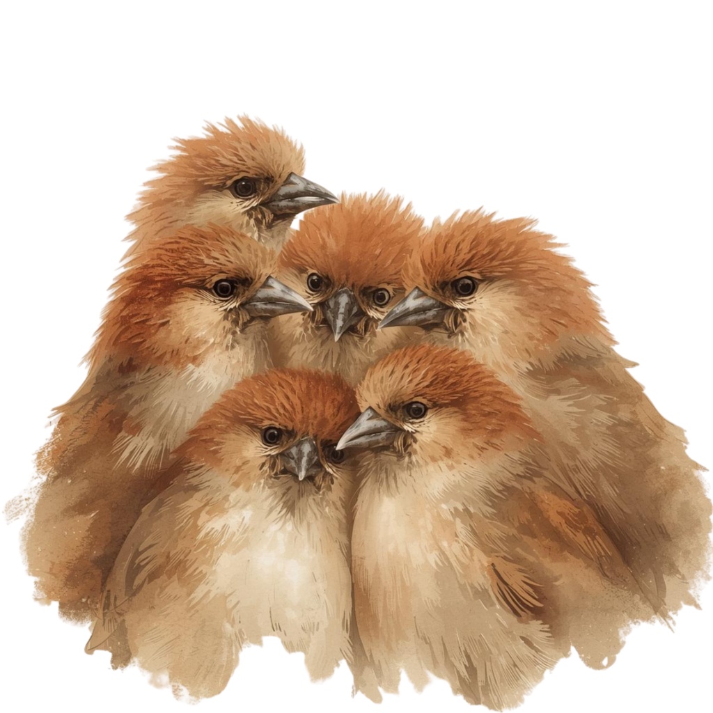 ふんわり小鳥の水彩クリップアート12点セット(PNG)