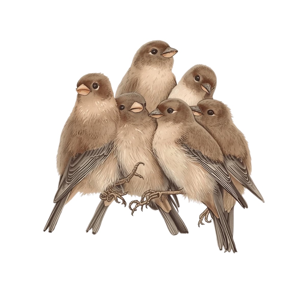 ふんわり小鳥の水彩クリップアート12点セット(PNG)