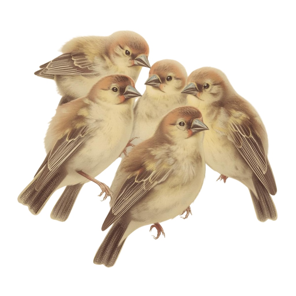 ふんわり小鳥の水彩クリップアート12点セット(PNG)