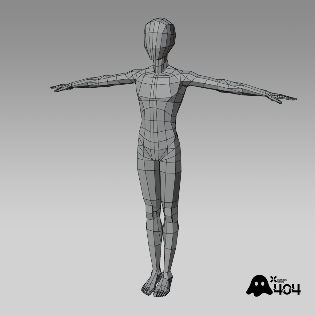 【素体単品】ローポリ素体 ベースモデル (男性版)
