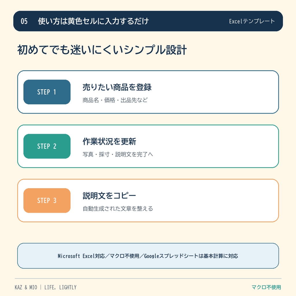 【出品忘れ防止】フリマ出品・説明文作成Excel|撮影・採寸・進捗を300商品管理
