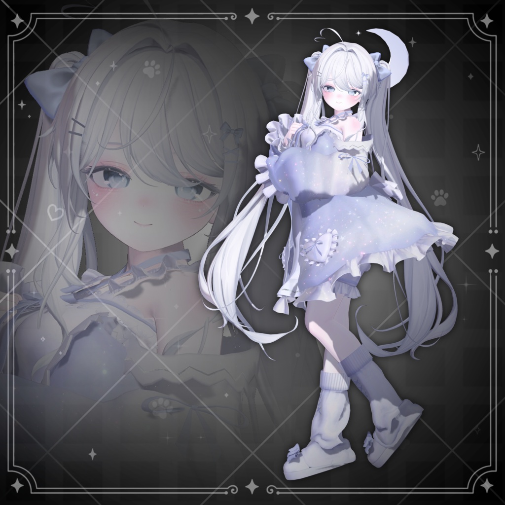 【VRChat対応】Long Pure Twintail Hair / 長く純粋なツインテールの髪