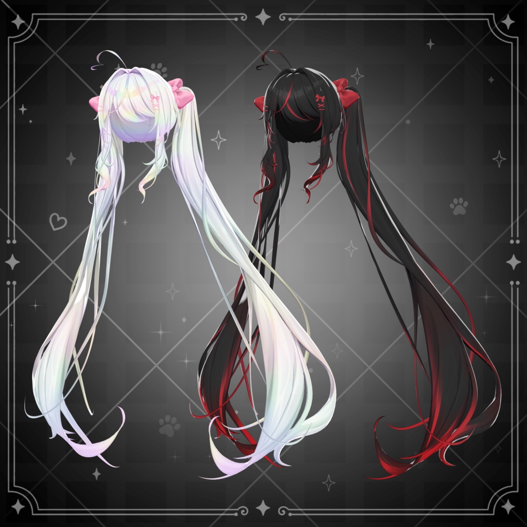 【VRChat対応】Long Pure Twintail Hair / 長く純粋なツインテールの髪