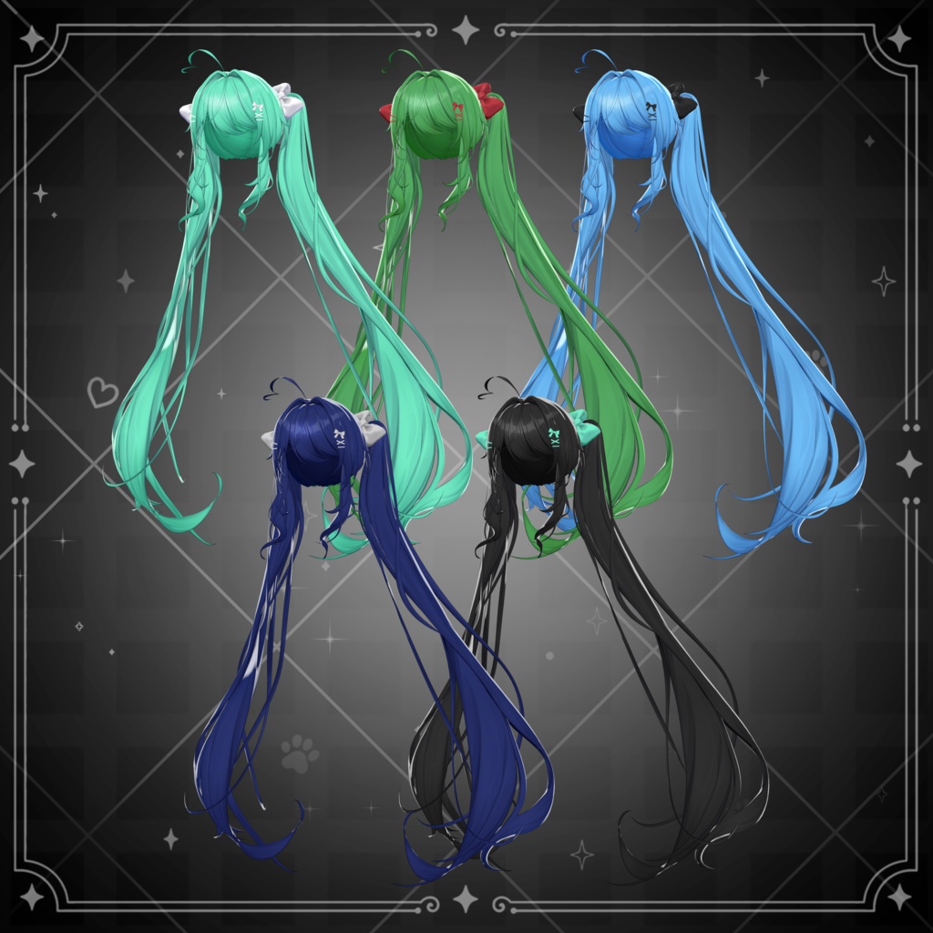 【VRChat対応】Long Pure Twintail Hair / 長く純粋なツインテールの髪