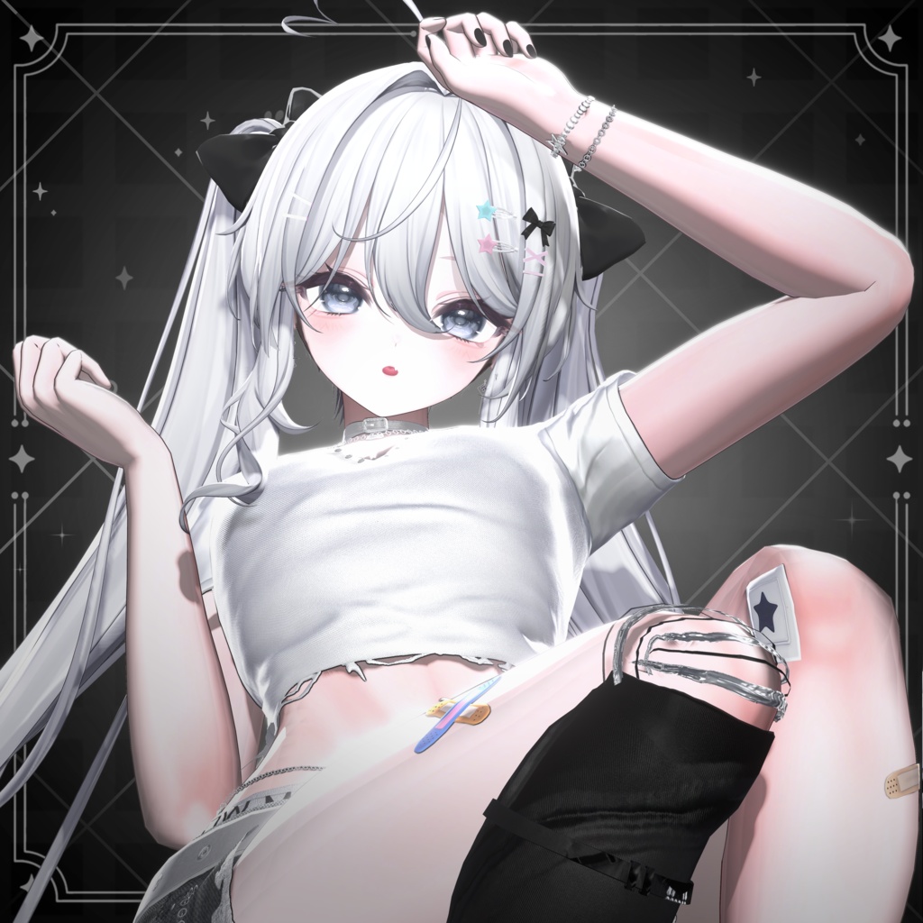 【VRChat対応】Long Pure Twintail Hair / 長く純粋なツインテールの髪