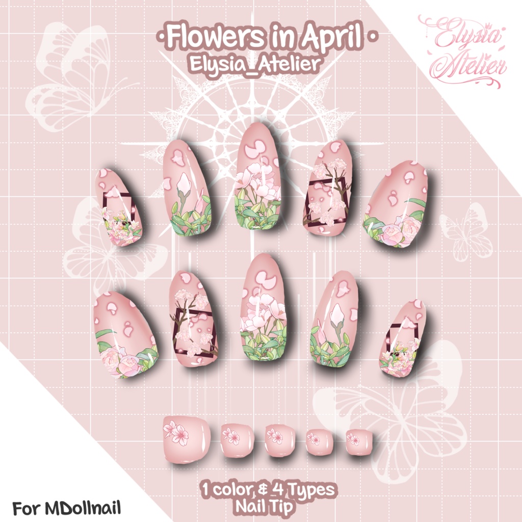 【Compatible with MDollnail】Flower's in April 【Nail Texture】