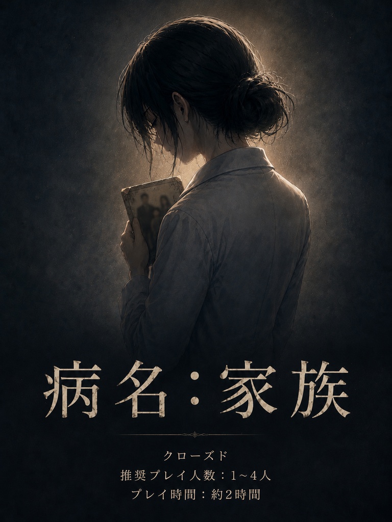 【CoC6版】病名：家族【約2時間/クローズド×探索×エモ/初心者OK/NPC立ち絵、イベントシーン素材、マップ素材あり】