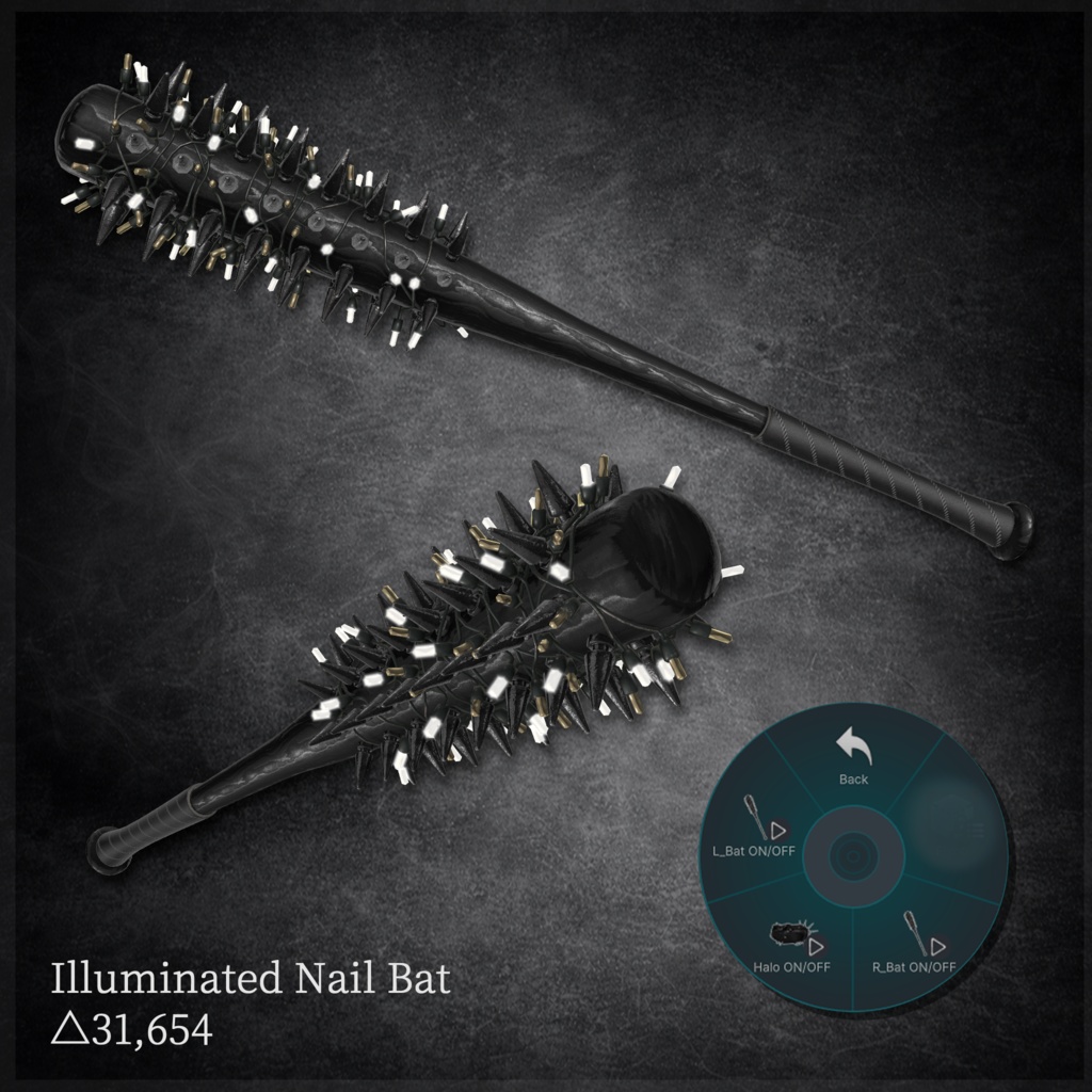 【期間限定無料!】3Dモデル『Leather Wreath Halo-A』『Illuminated Nail Bat』VRChat想定