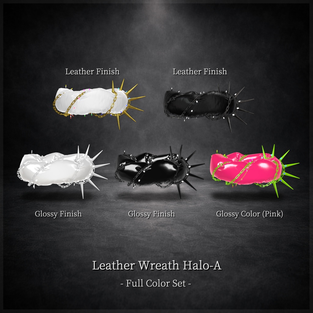 3Dモデル『Leather Wreath Halo-A』『Illuminated Nail Bat』VRChat想定