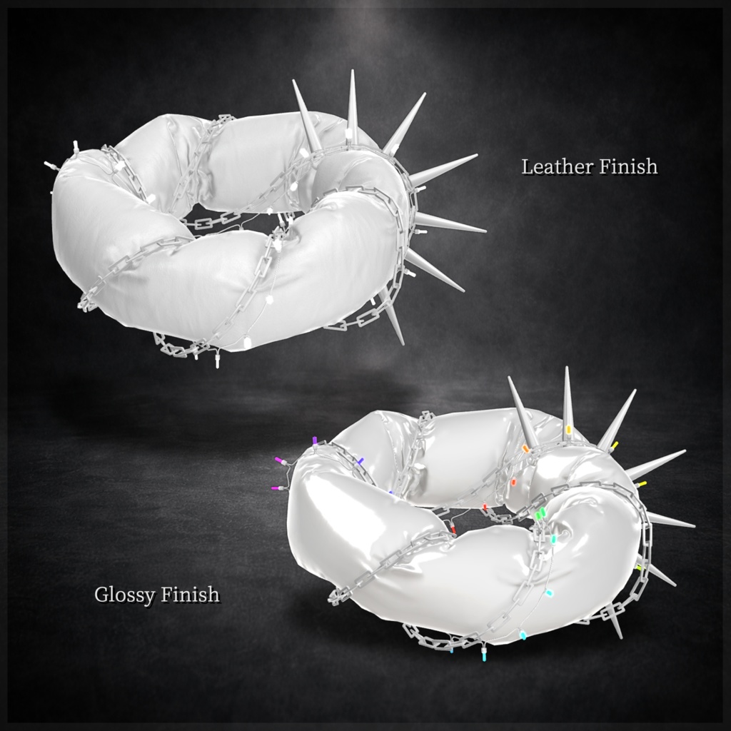 3Dモデル『Leather Wreath Halo-A』『Illuminated Nail Bat』VRChat想定