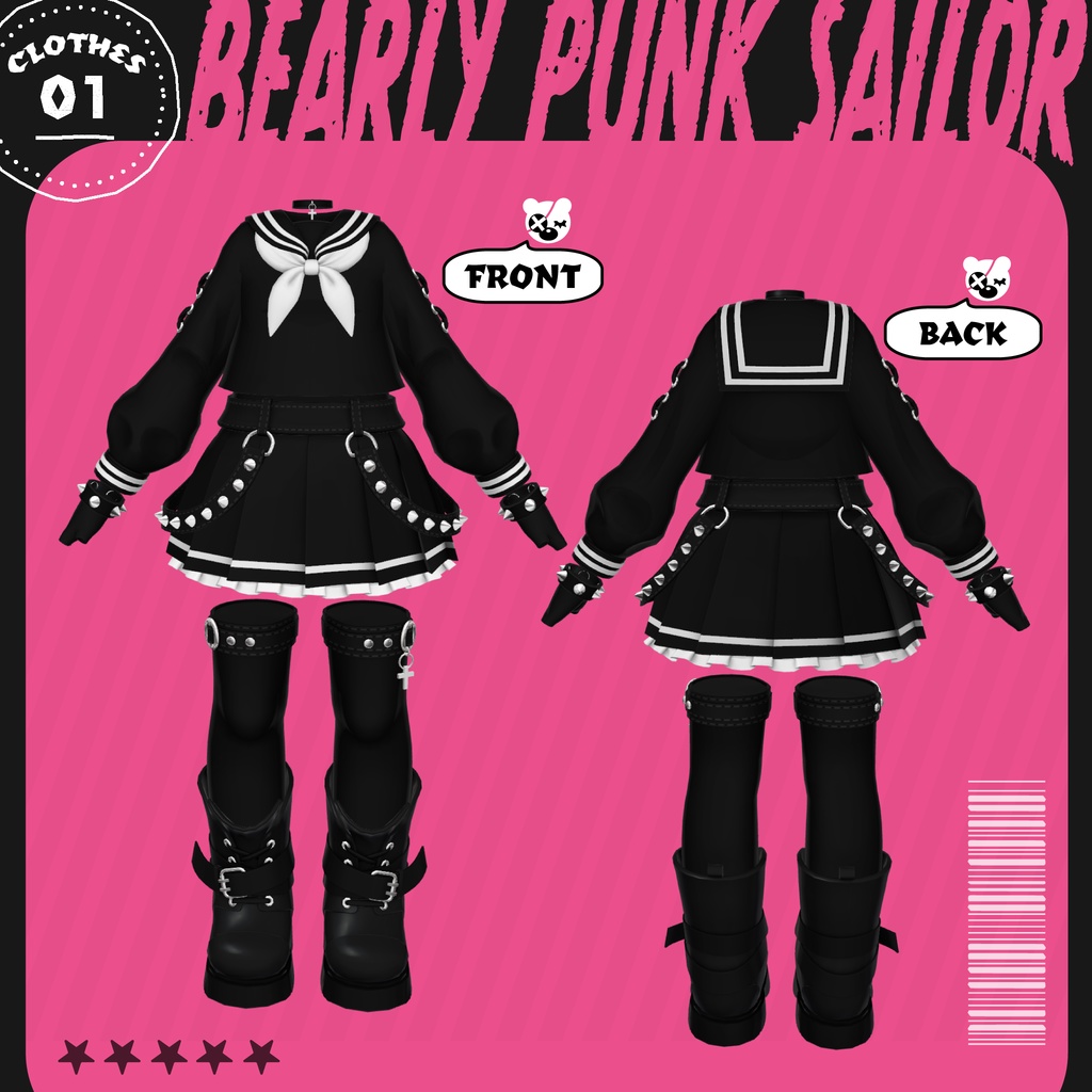 3Dモデル『Bearly Punk Sailor/ベアリーパンクセーラー』VRChat想定
