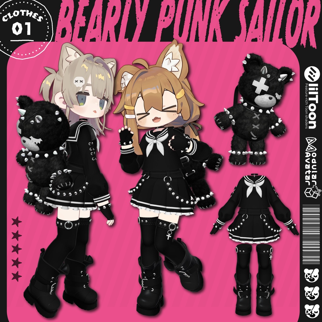 3Dモデル『Bearly Punk Sailor/ベアリーパンクセーラー』VRChat想定