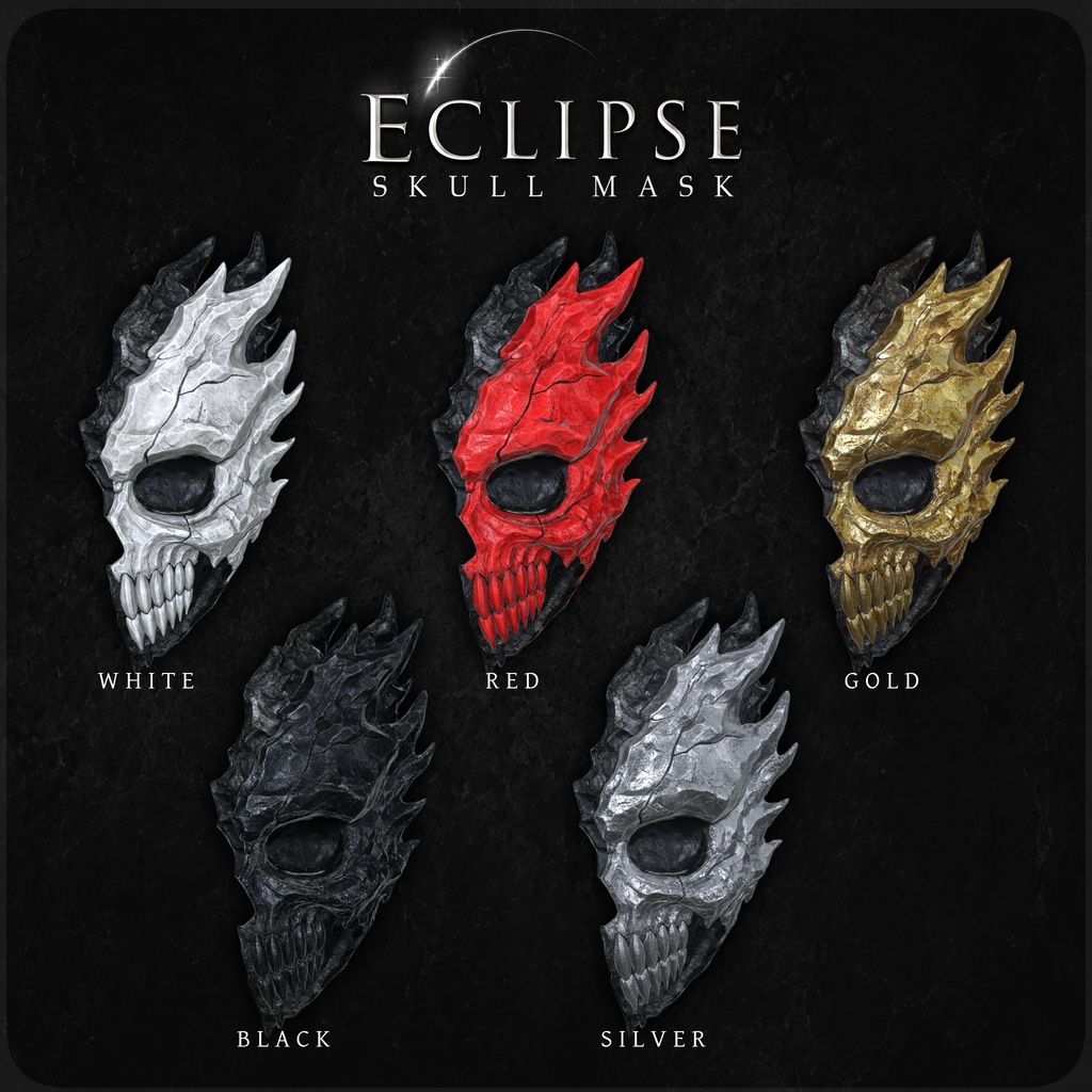 3Dモデル『Eclipse Skull Mask/エクリプススカルマスク』VRChat想定