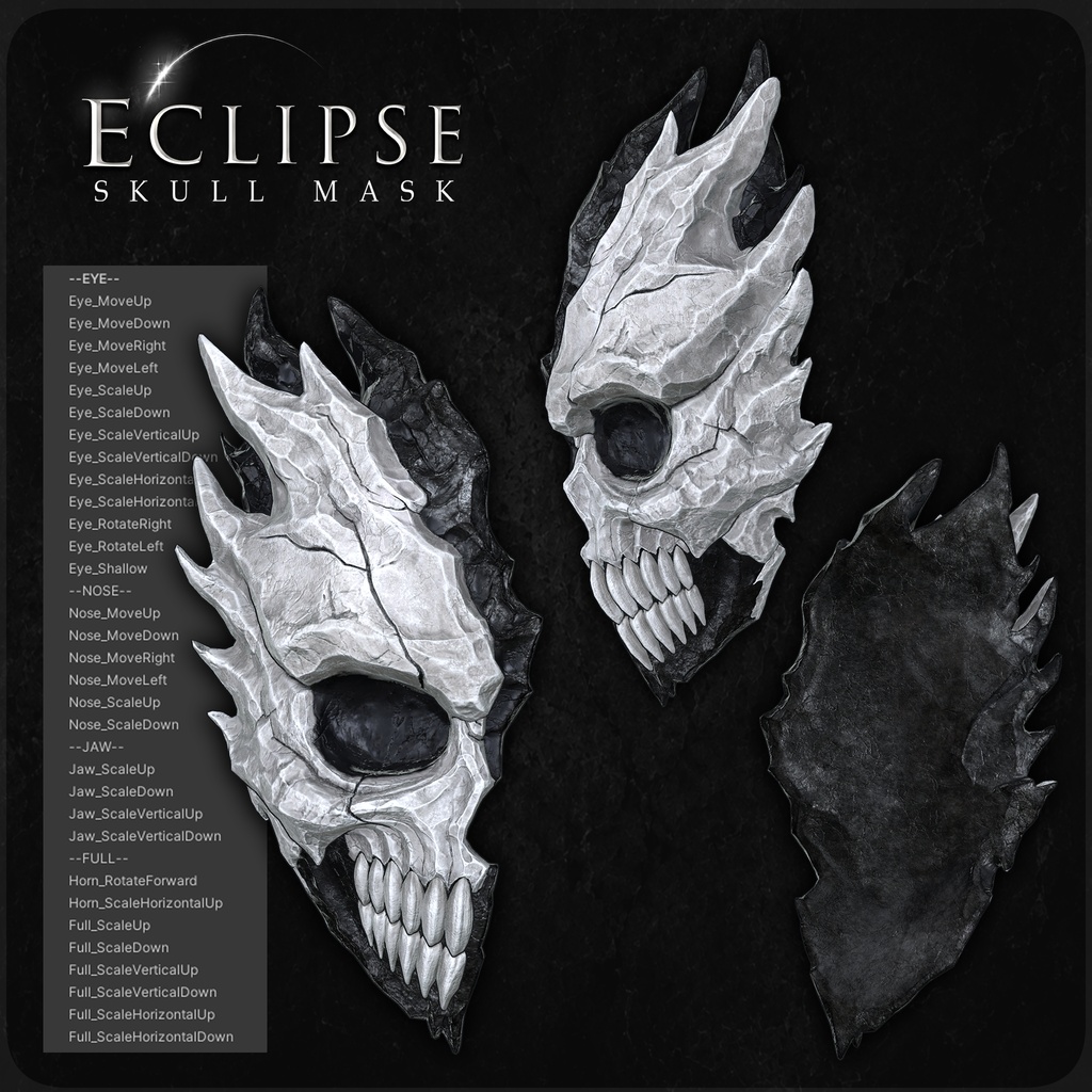 3Dモデル『Eclipse Skull Mask/エクリプススカルマスク』VRChat想定