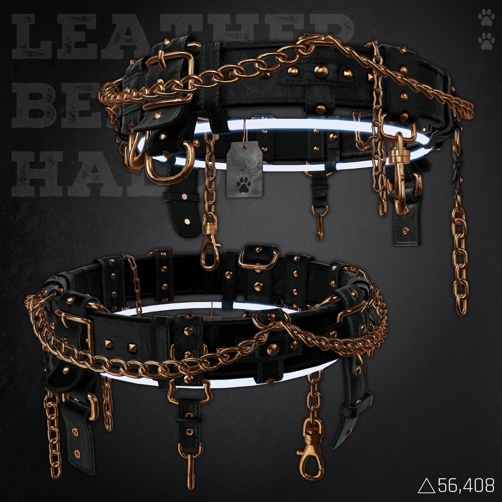 3Dモデル『Leather Belt Halo/レザーベルトヘイロー』VRChat想定