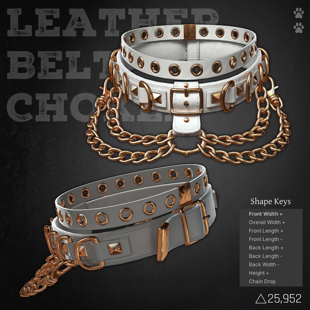 【無料】3Dモデル『Leather Belt Choker/レザーベルトチョーカー』VRChat想定