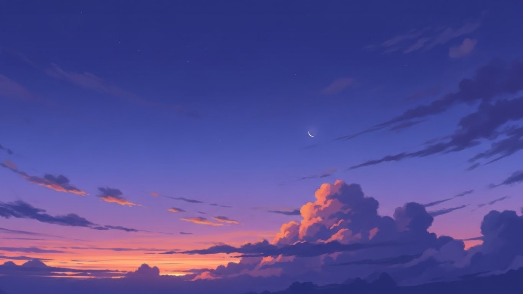 やさしい朝と夕暮れの空 背景素材セット |光と空気感のあるアニメ