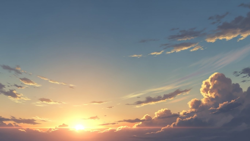 やさしい朝と夕暮れの空 背景素材セット |光と空気感のあるアニメ