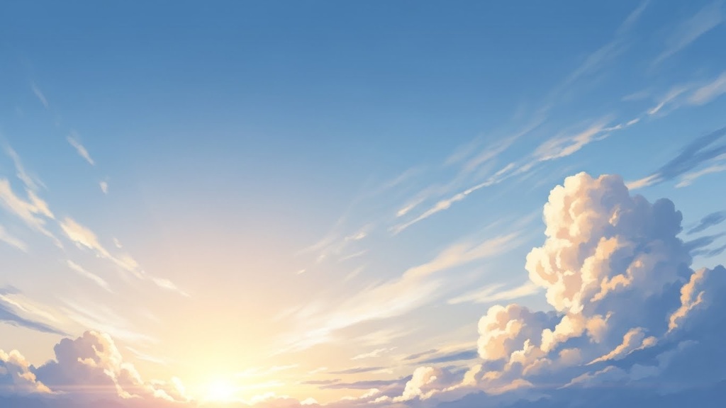 やさしい朝と夕暮れの空 背景素材セット |光と空気感のあるアニメ