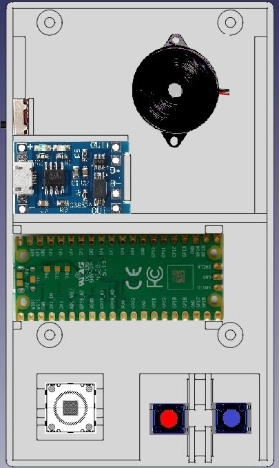 Paspberry Pi Pico 携帯ゲームキット(ケース+スイッチ、電源パーツ)
