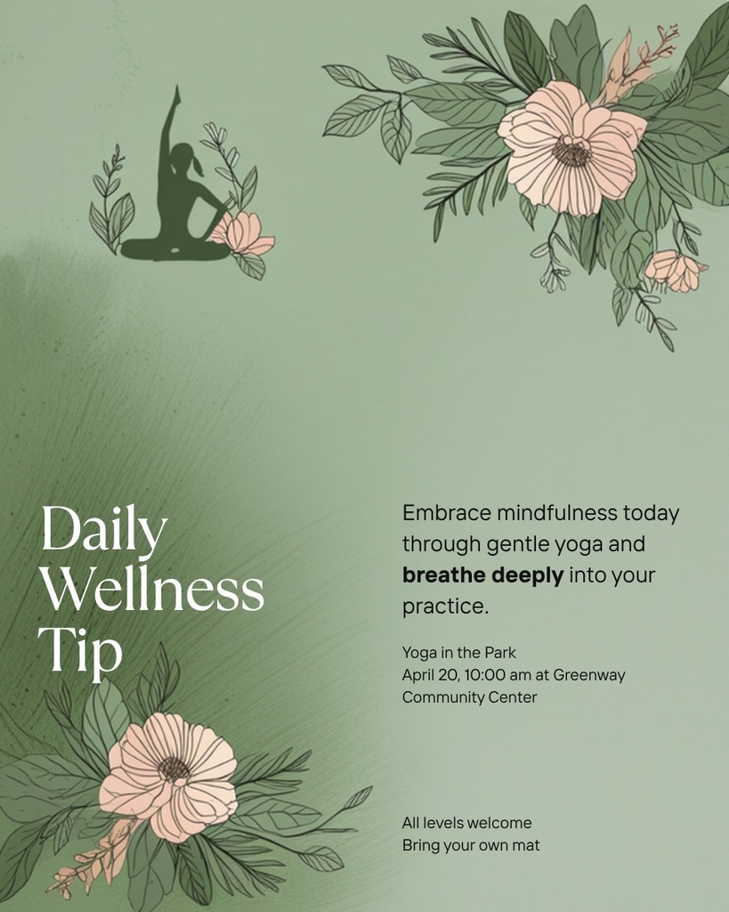 ウェルネス・ヨガ・美容系 インスタグラムテンプレート12枚セット|セージグリーン×ピンク Canva編集可