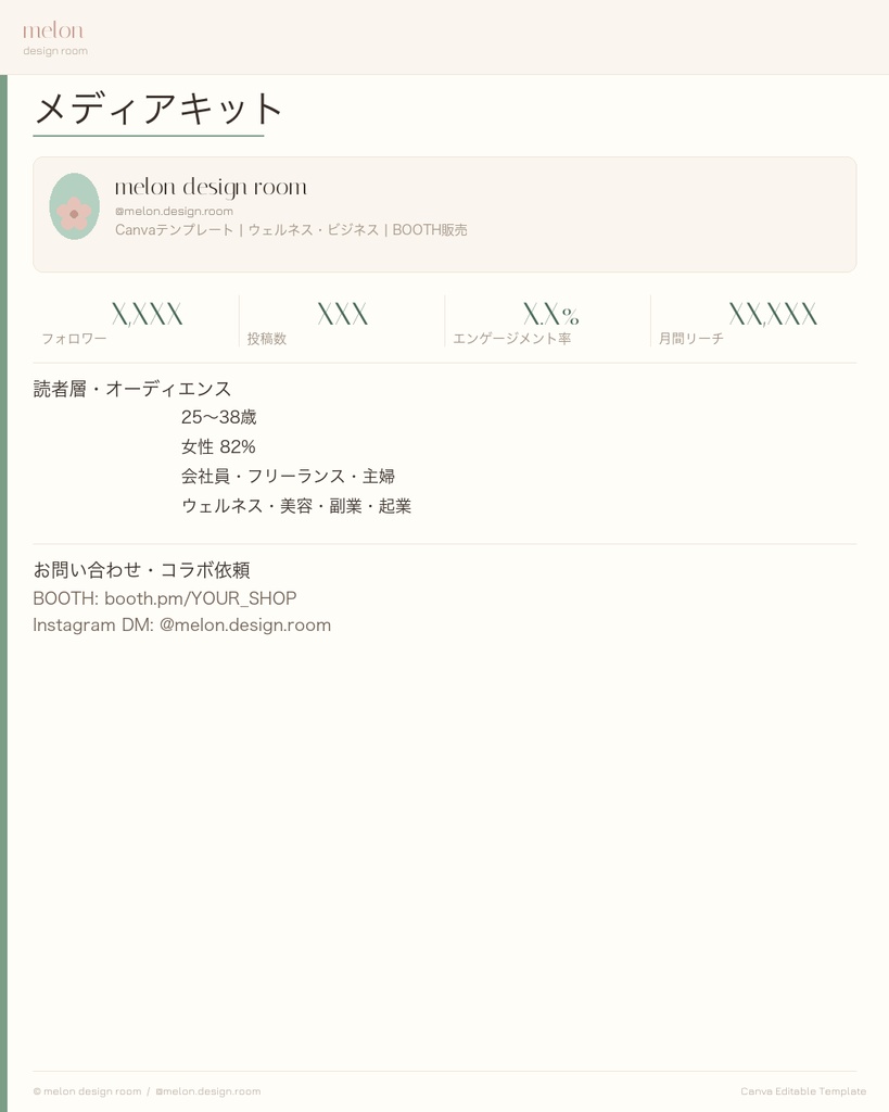 【Canvaテンプレ】起業家向けブランドキット完全版|ブランドガイド+メディアキット+サービスメニュー+価格表+クライアント案内書