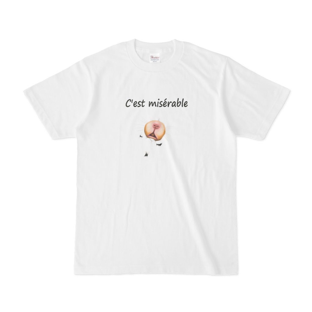 ダメージ風Tシャツ「セ・ミゼラブル　～服やぶれて～」 男女共用 S/M/L