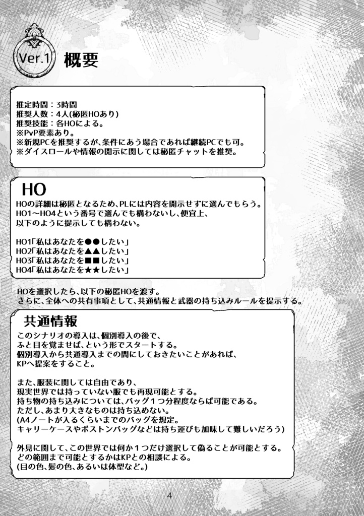 【新装版】しよくのしらべ【CoC第6版/PvP秘匿HOシナリオ集】