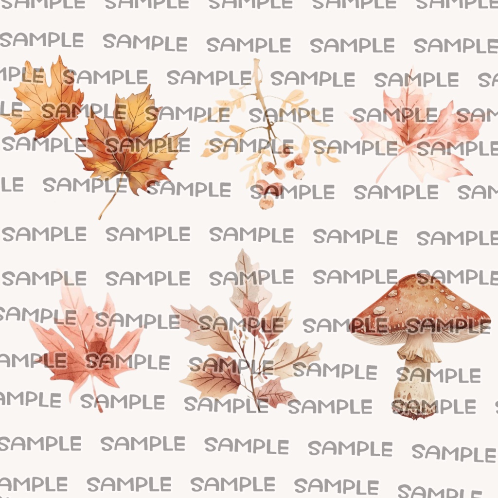 アンティーク秋カフェ素材集 水彩透過PNG 30点