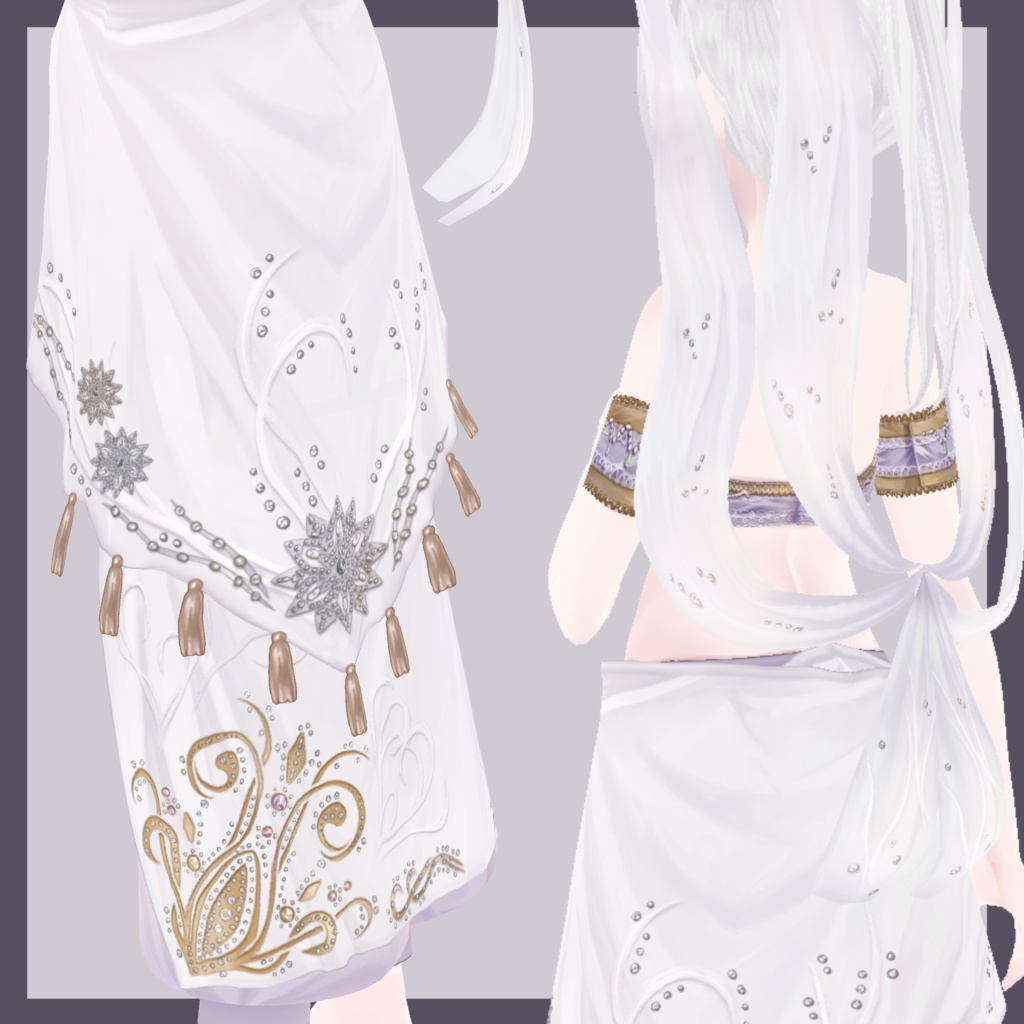 【Vroid用アイテム】バレエモチーフ ジョーゼット衣装(全5色)