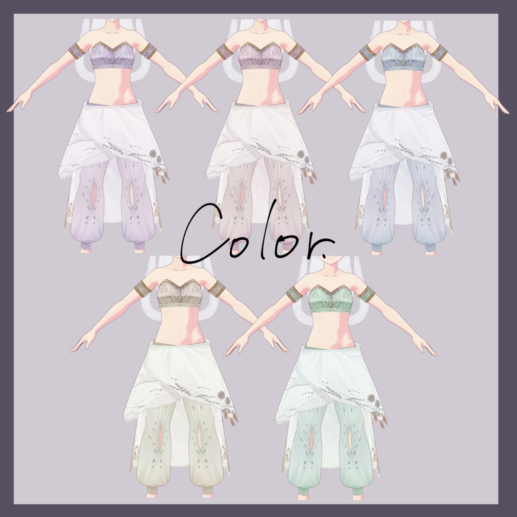 【Vroid用アイテム】バレエモチーフ ジョーゼット衣装(全5色)