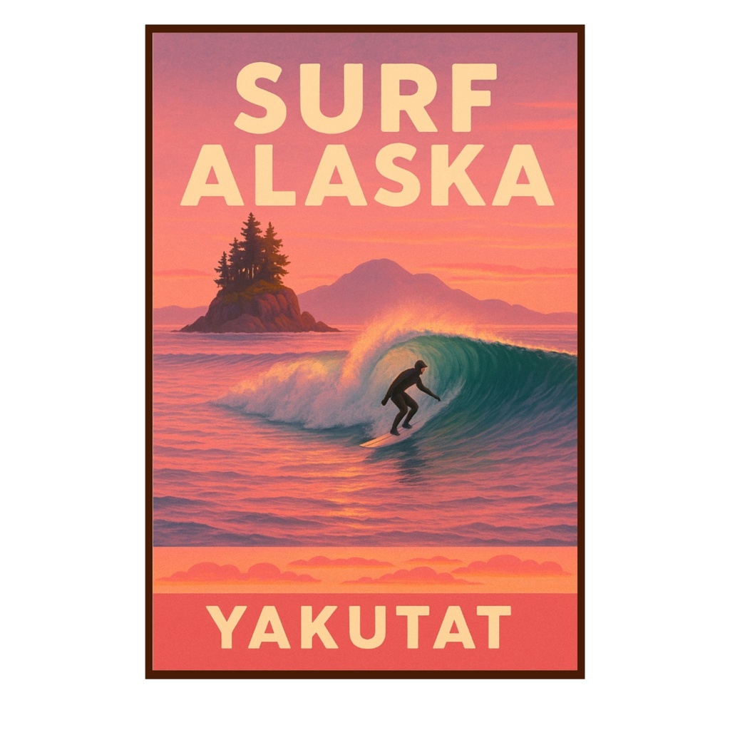 ヴィンテージ・サーフアラスカ ヤクタット ポスター(DL版) Surf Alaska Yakutat Vintage Travel Poster