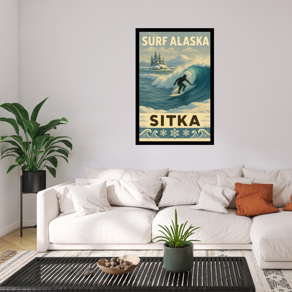 サーフアラスカ シトカ ヴィンテージトラベルポスター Surf Alaska Sitka Vintage Travel Poster