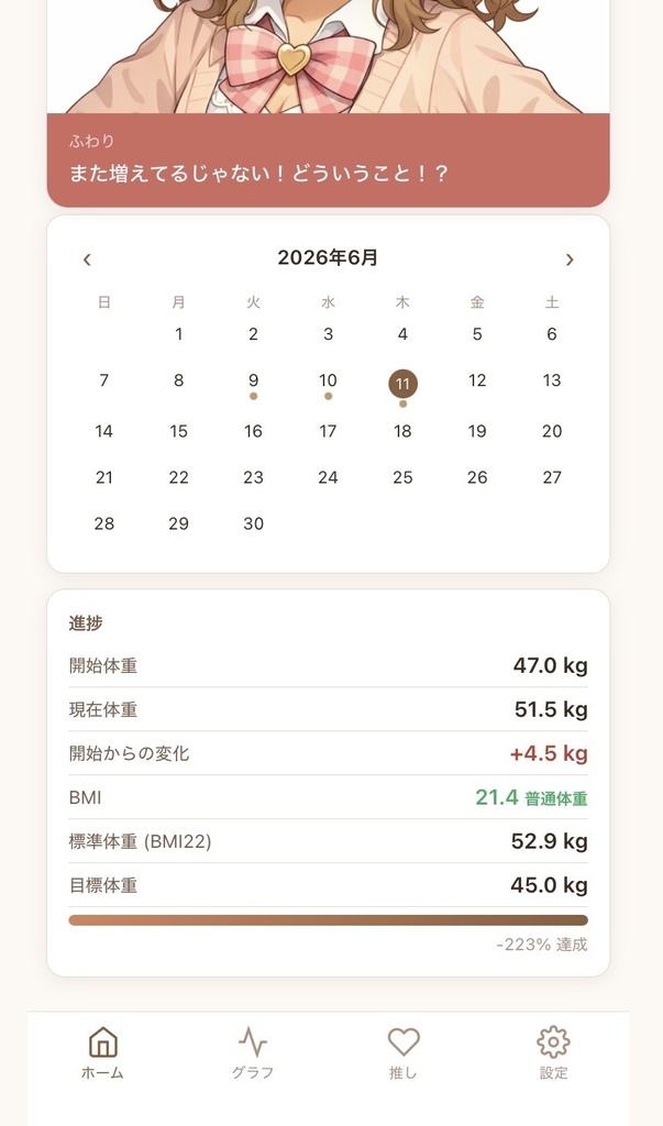 推しと一緒に体重管理ができる!「推し活ダイエット」アプリ