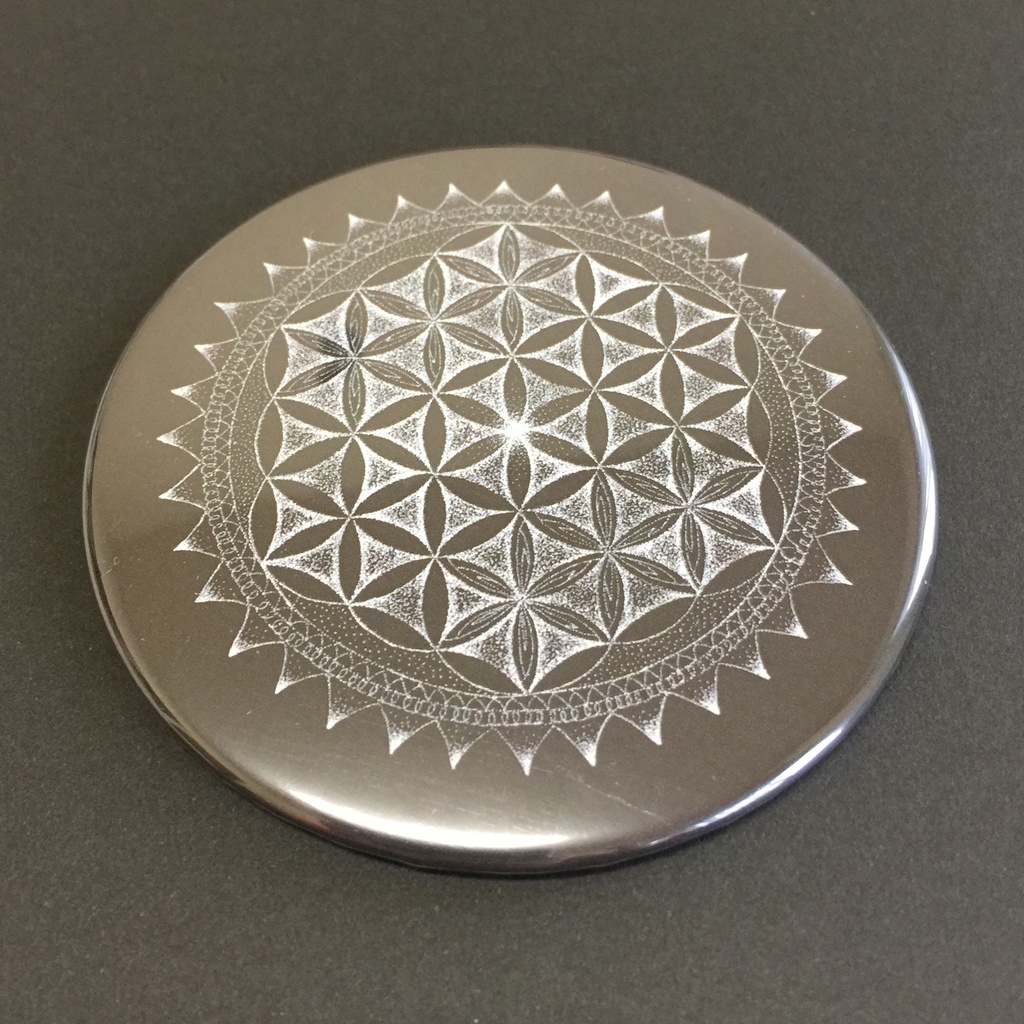 Flower of Life Geometric Art Small Round Mirror　フラワーオブライフの点描幾何学アート 缶ミラー