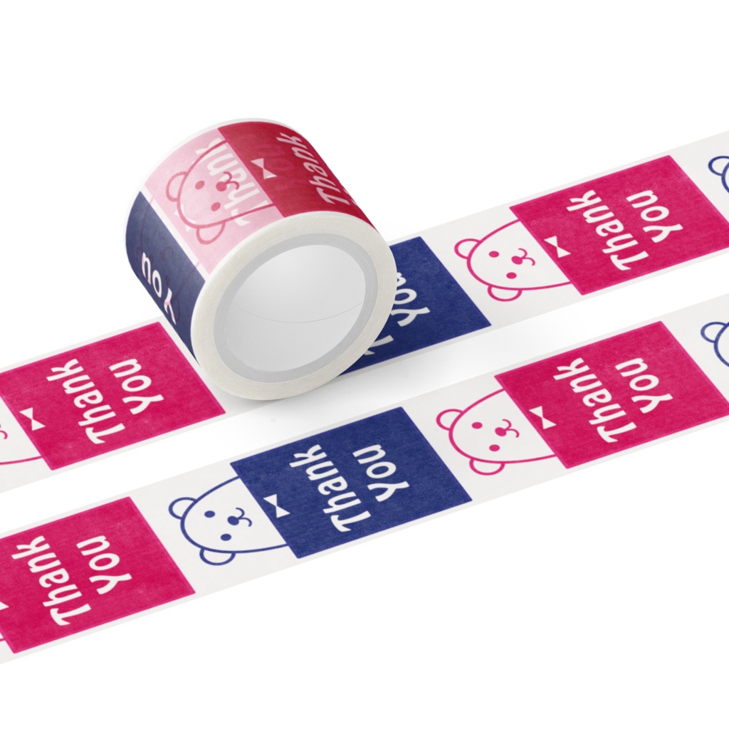 30ｍｍ幅 Thank You くまのマスキングテープ  ／Masking tape  美纹纸胶带 美紋紙膠帶 마스킹 테이프 ★International Shipping 海外運輸 海外发送 해외발송