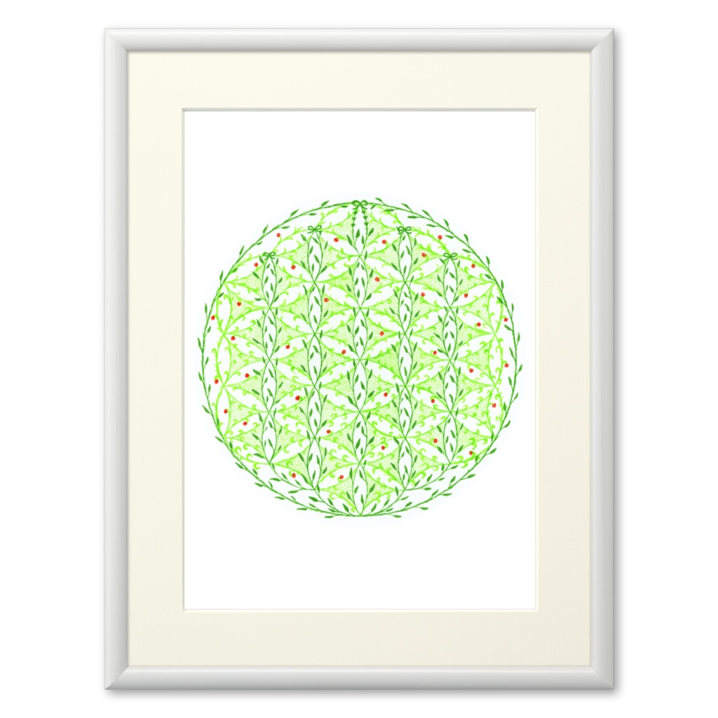 3サイズ 額縁3色 手描き マンダラアート 赤い実とつる草の曼荼羅 複製画 アートグッズ By Jonspca Booth