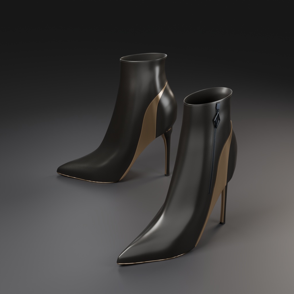 【5アバター対応】黒×金ショートブーツ|BLACK × GOLD BOOTIE【VRChat】