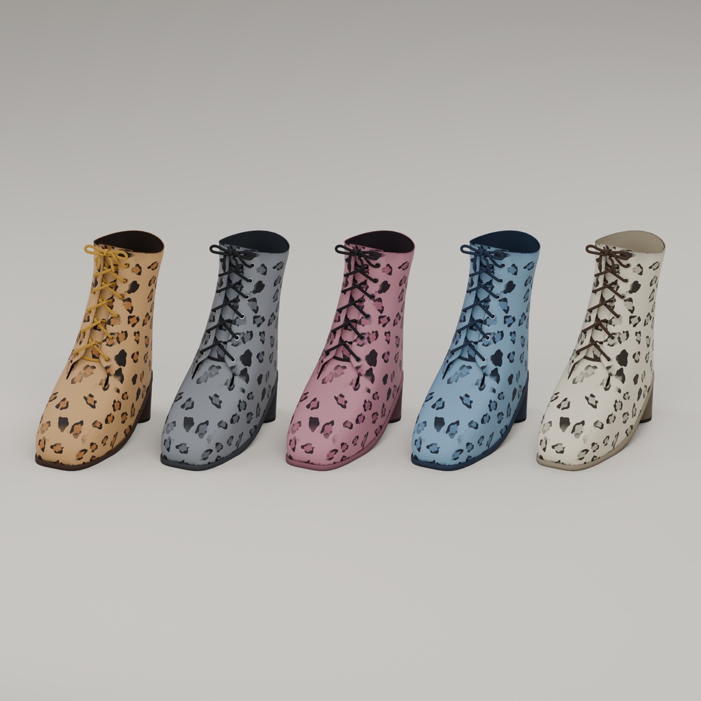 【5アバター対応】レオパード柄ショートブーツ|LEOPARD LACE-UP BOOTS