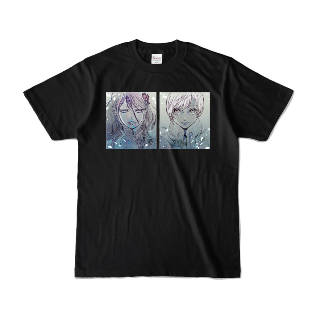 ある男女の絵 Tシャツ 黒