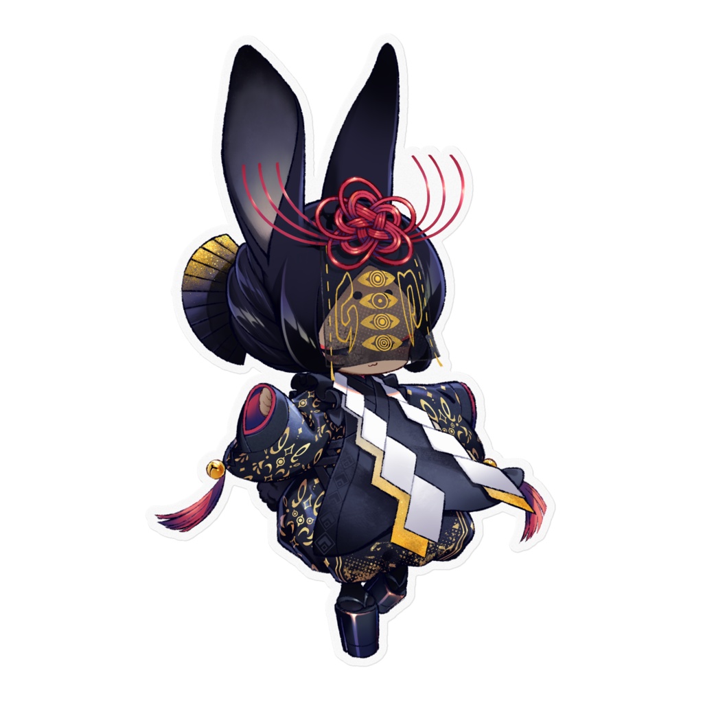 くろうさぎ ステッカー 160mm×160ｍｍ