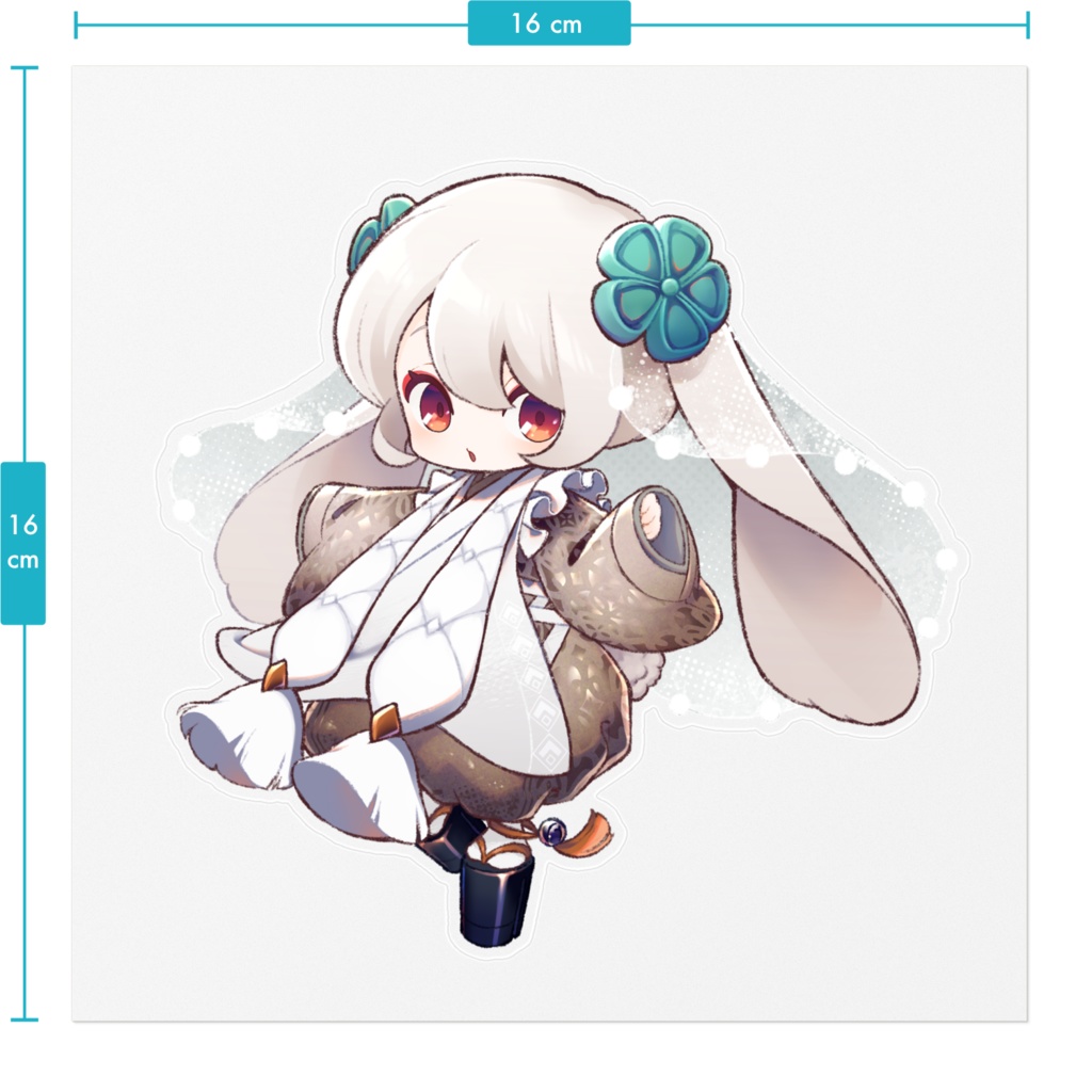 しろうさぎ ステッカー 160mm×160mm