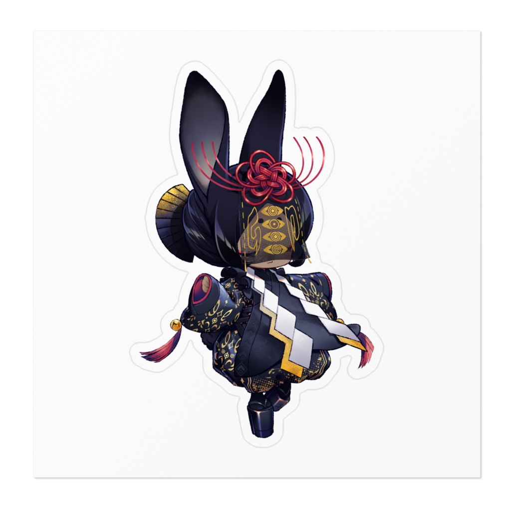 くろうさぎ ステッカー 100mm×100mm