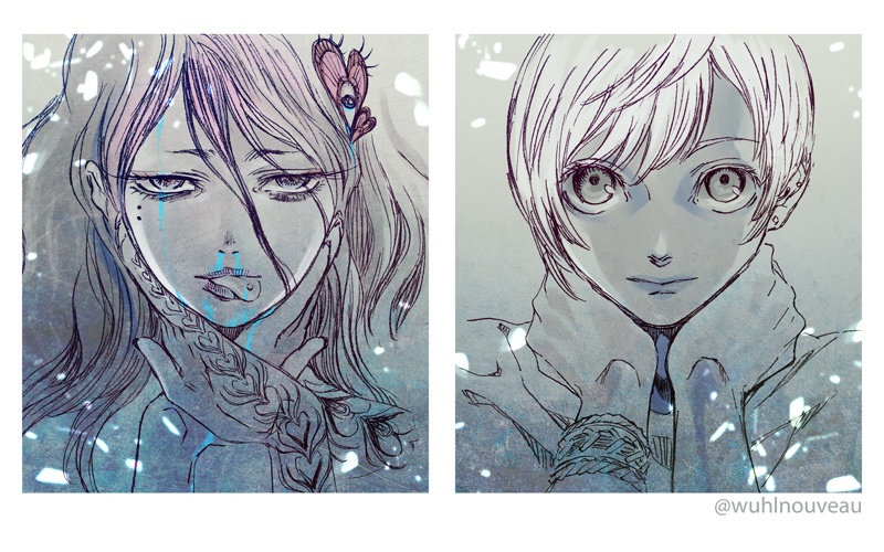 ある男女の絵 クッション