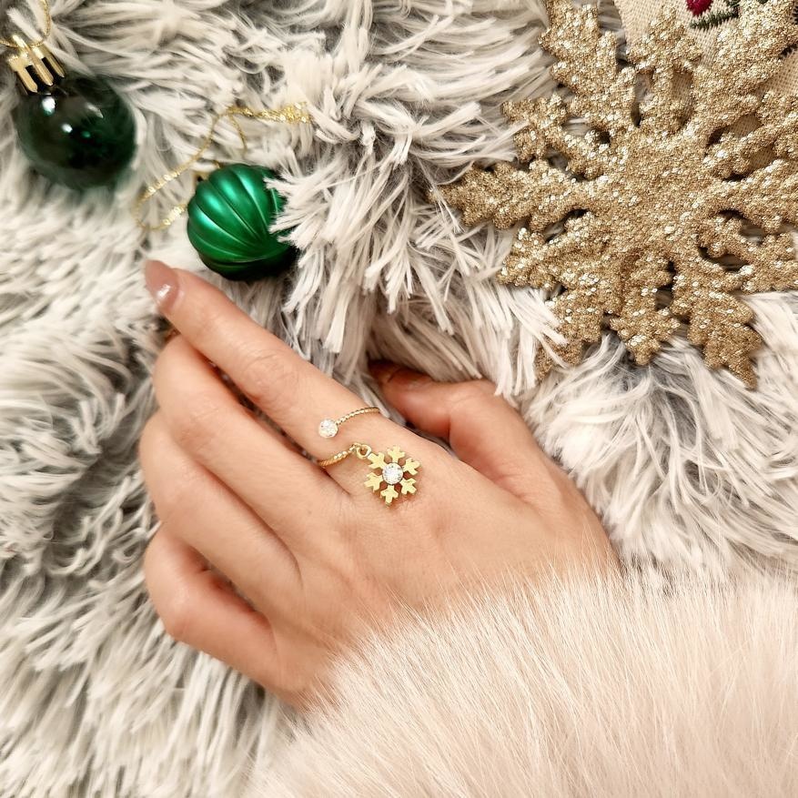 雪の結晶フリーサイズリング