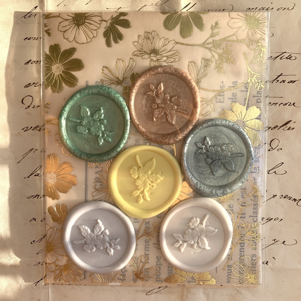 大人っぽいくすみカラーのシーリングスタンプシール 6枚セット