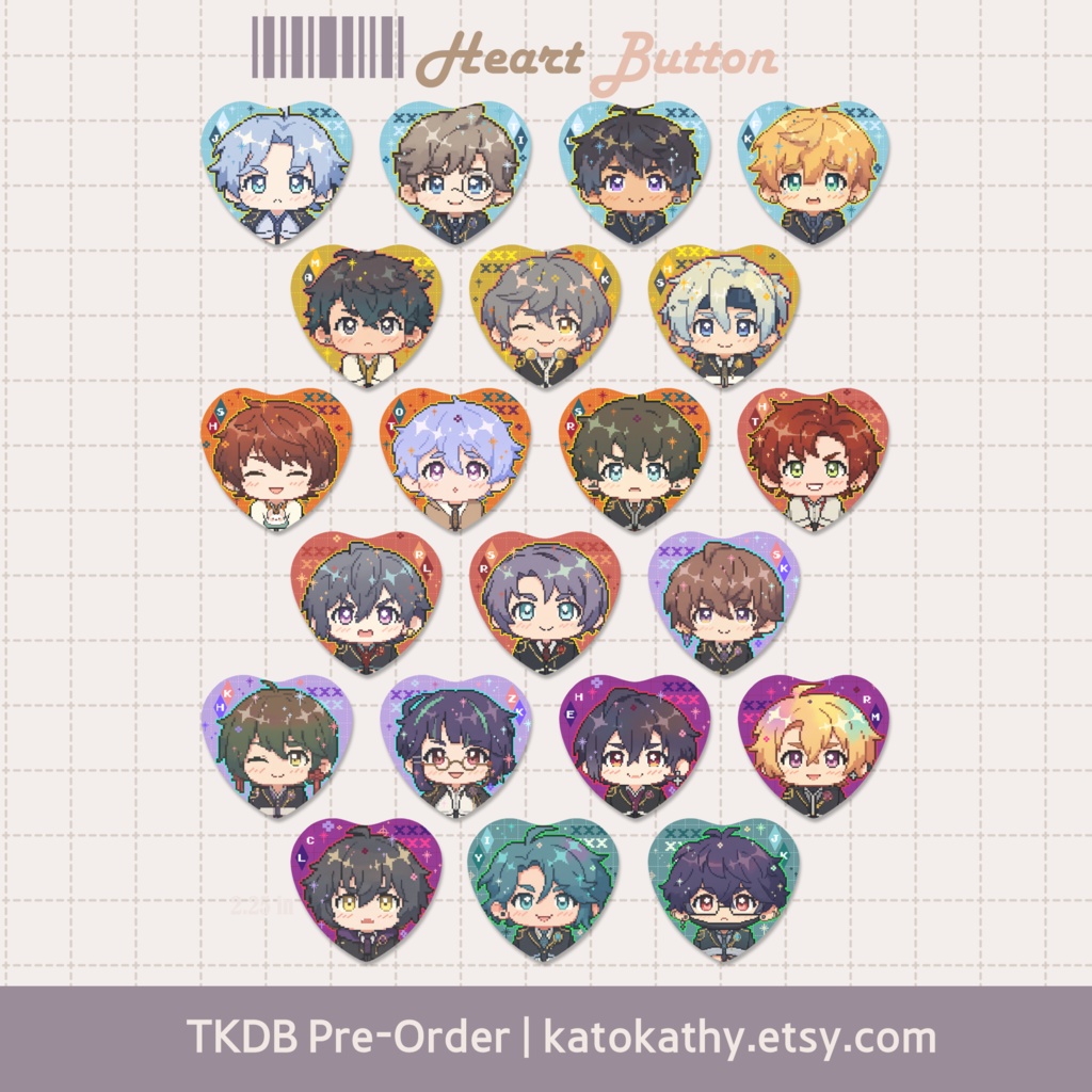 [TKDB] ハート缶バッジ