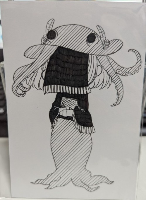 ミズダコさんの手描きポストカード