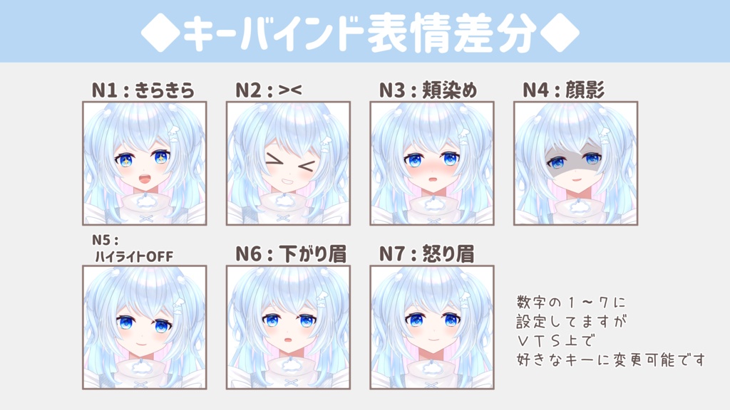 【汎用Live2Dモデル】雲と羽・水色少女【差分あり】