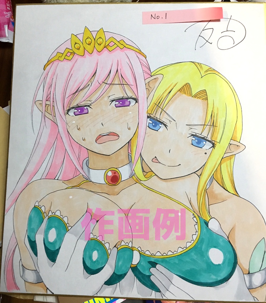 ご希望キャラの色紙を描きます(カラー)